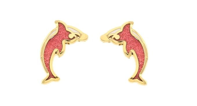 Behave - Oorknopjes dames - dolfijnmotief - rood - 1,5 cm