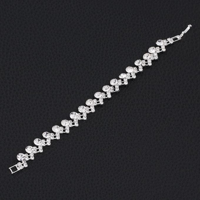 Mode, Bruidsaccessoires, Elegante Sprankelende Strass Parel Luxe Armband Armband gray