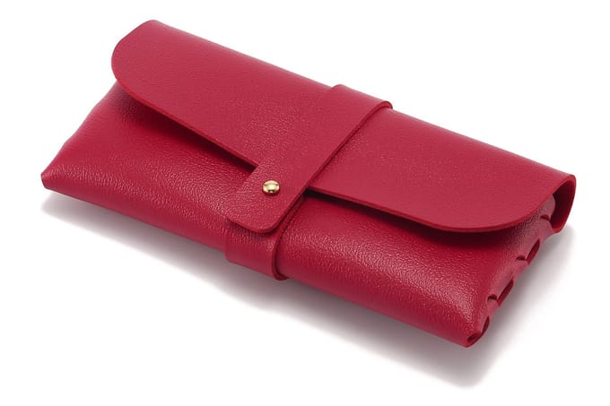 Brillenkoker - Kliksluiting - Kunstleer - Rood - Universeel