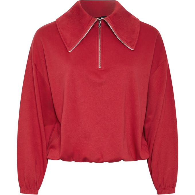 Limited Collection Curve Bordeauxrood Sweatshirt Met Rits En Omslagkraag Size 42