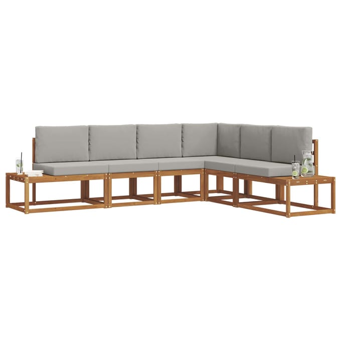 vidaXL - 6 - st - Buiten - bank - set - Massief - Acacia - Hout - en - Polyester