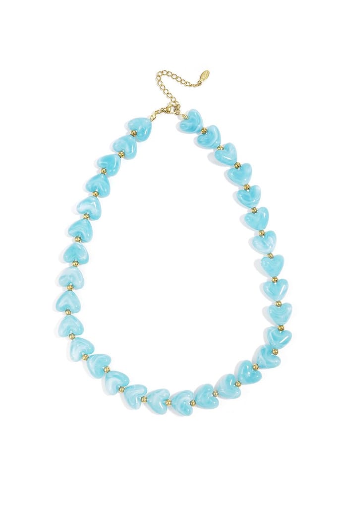 Bijoutheek Collier Hart Kralen Sky Blue