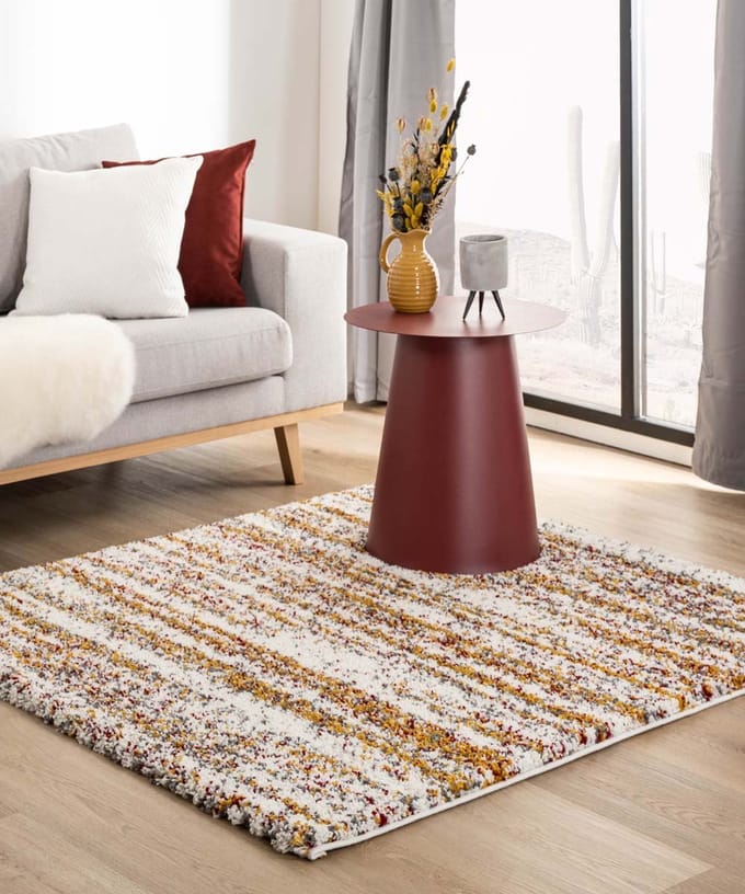 Vierkant berber vloerkleed - Artisan Essa wit/multi 200x200