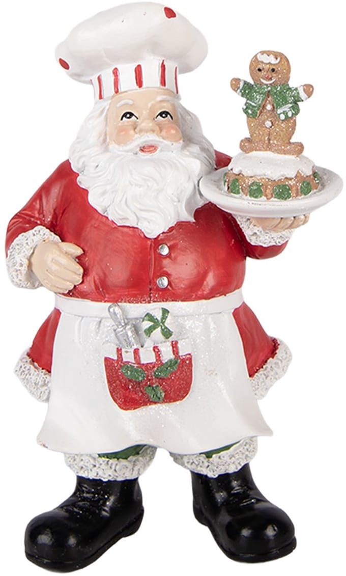 Clayre & Eef Kerstdecoratie Beeld Kerstman 9x7x16 cm Rood Kunststof
