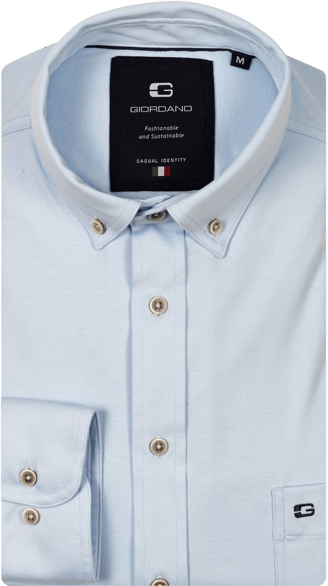 Giordano – Ivy – Overhemd – Liquid cotton – button down kraag - Lichtblauw - Regular Fit - NOS7078-61