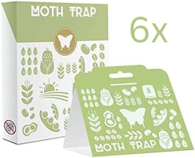 Groene Feromonen Mottenval - Valuepack 6 Pack - Natuurlijk lijmval - ook te gebruiken tegen ander ongedierte - Voedselmottenval - Levensmiddelenmottenval