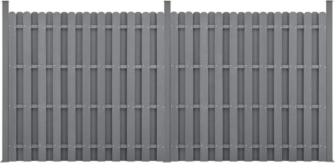 Tuinscherm Set WPC Douglas Houtcomposiet met Palen Lichtgrijs 185x376 cm