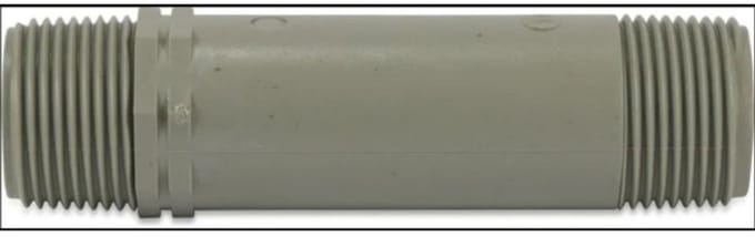 Pijpnippel PVC 3/4" buitendraad 10bar grijs 200 mm
