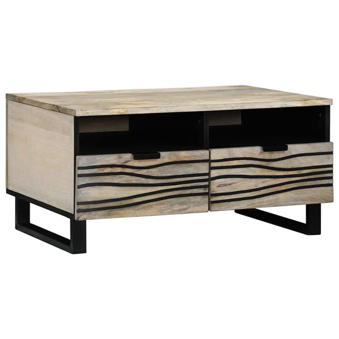 vidaXL - Salontafel - Wit - 80 - x - 54 - x - 40 - cm - Bewerkt - hout