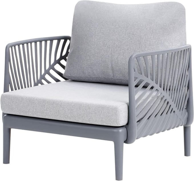 Tuinstoel met kussens - Lounge stoel - Buiten ontspannen - Weerbestendig plastic frame - 68x68x78 cm - Grijs