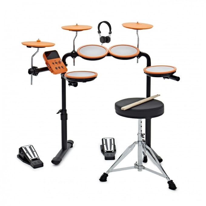 VISIONDRUM Elektronisch Drumstel met Kruk en Hoofdtelefoon, Oranje