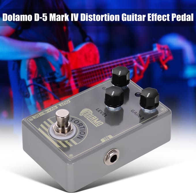 Dolamo D-5 Mark IV Distortion Gitaareffectpedaal Distortionpedaal met True Bypass voor elektrisch grijs