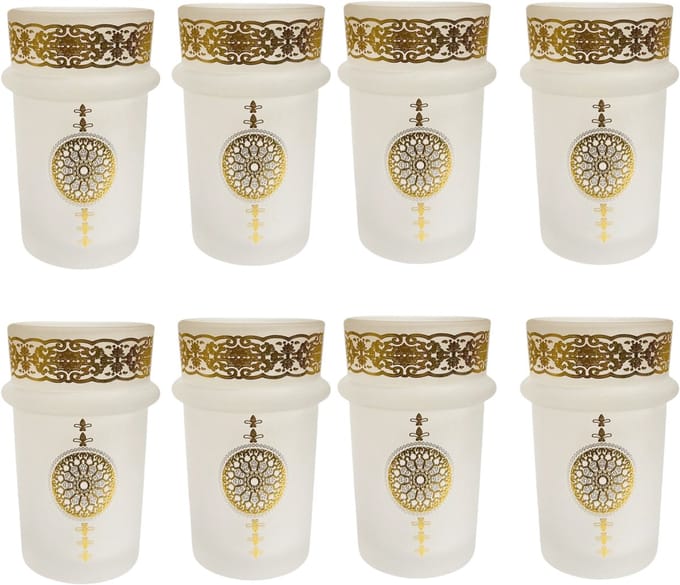 Hakal Malaki Marokkaanse Theeglazen – Goud Design – 9 cm – Set van 12