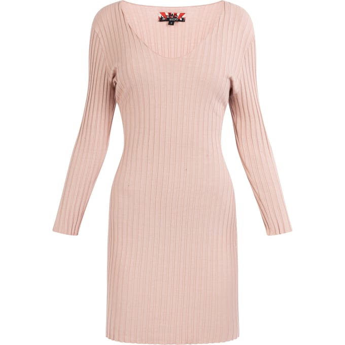 Mymo Ribgebreide jurk Dames roze