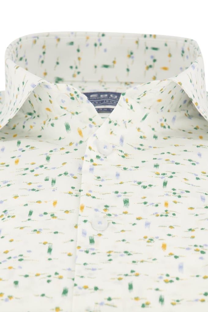 Ledub overhemd Modern Fit wit geprint