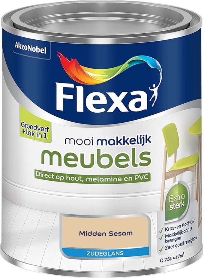 Flexa - Mooi Makkelijk Meubels Zijdeglans - Midden Sesam - Mengverf - 750 Ml