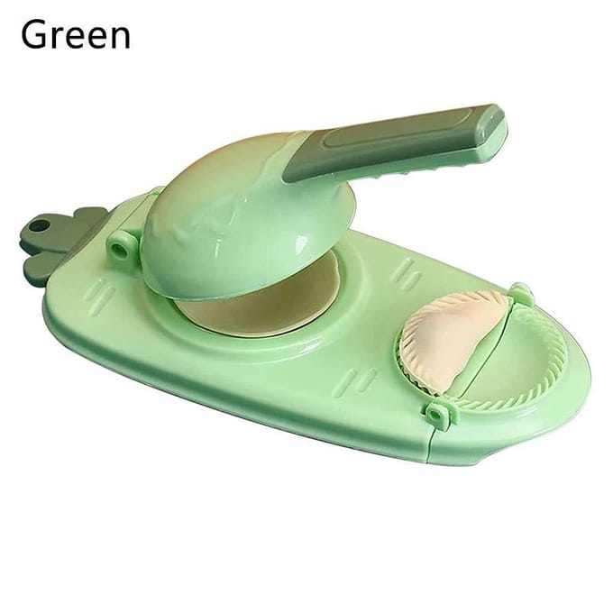 Fabricant de boulettes portable 2 en 1, artefact de peau de raviolis à faire soi-même, emballage et presse de boulettes vert