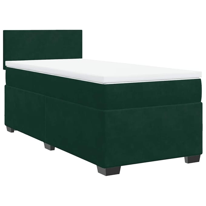 vidaXL - Boxspring - met - matras - fluweel - donkergroen - 80x200 - cm