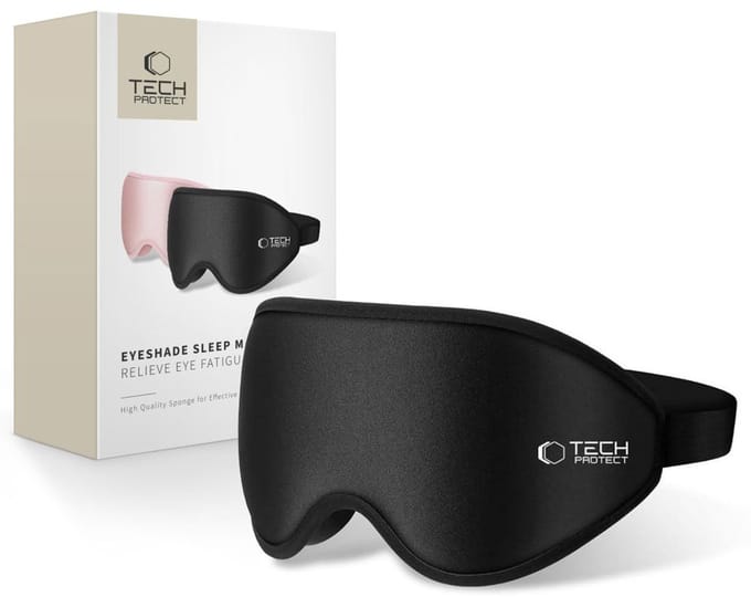 Tech-Protect - Slaapmasker - Meditatie - Reismasker - Memory Foam - Mat Zwart
