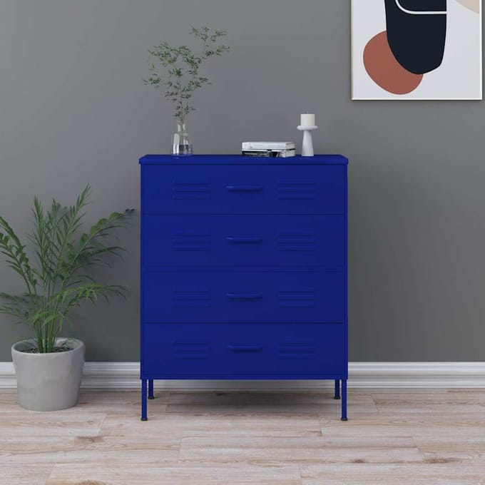vidaXL - Ladekast - 80x35x101,5 - cm - staal - marineblauw