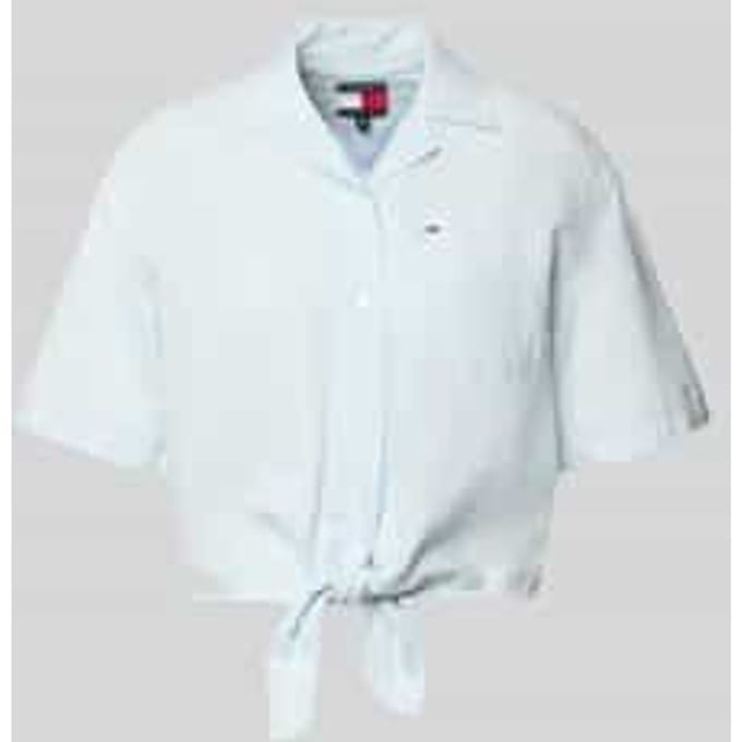 regular fit linnen blouse van mix van linnen met strikdetail