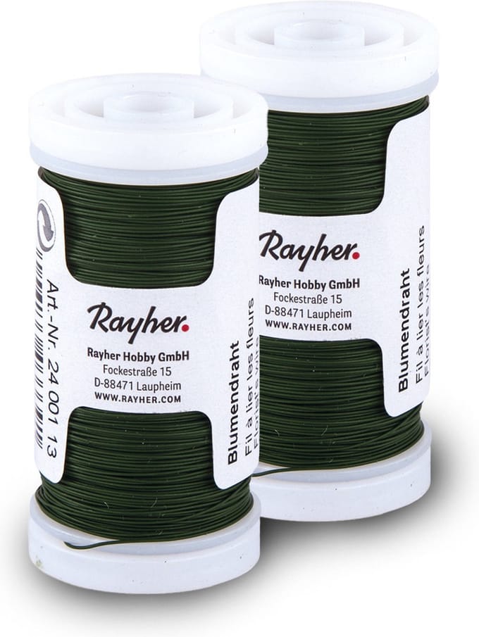 Rayher Bloemendraad of ijzerdraad - 2x - groen - 0.35 mm dik - 100 meter snoer - metaaldraad - bindmaterialen