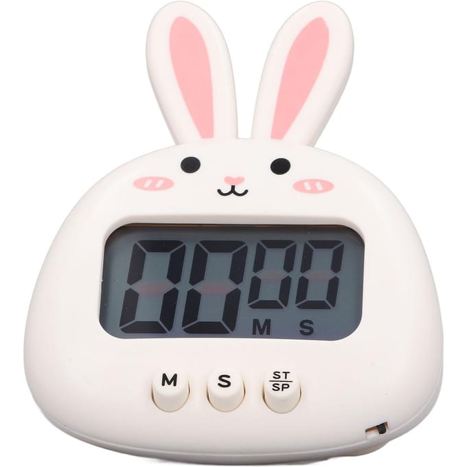 Minuteur Digital Cartoon ABS Portable Léger Simple à Utiliser Minuteur Cartoon Mignon pour Cuisine Cuisson Lapin Blanc gray