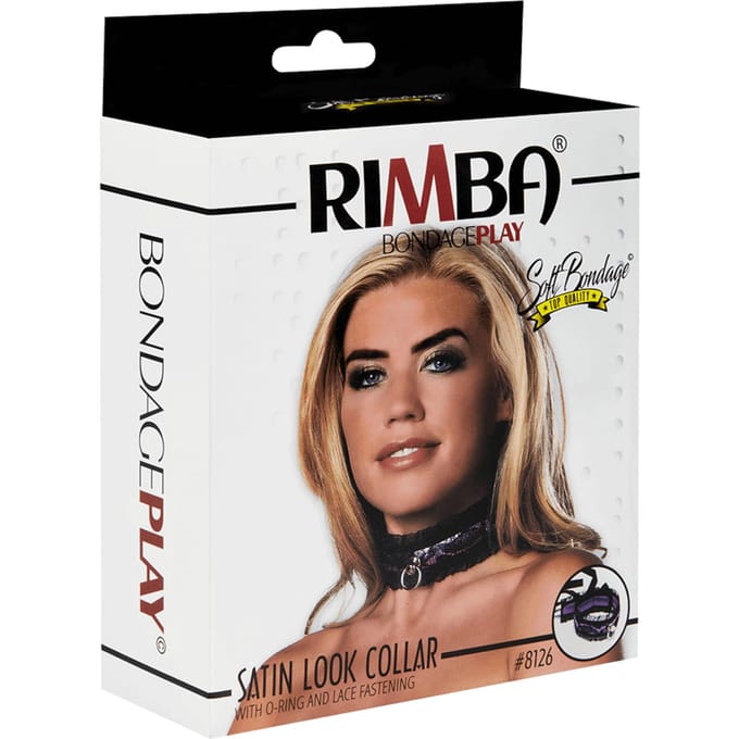 Rimba - Halsband - Burlesque Collar Met O-Ring - Zwart/Paars