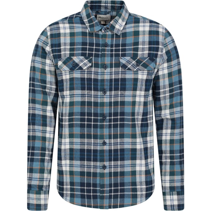 Mountain Warehouse Heren Overhemd met lange mouwen in molton (Lichtblauw)