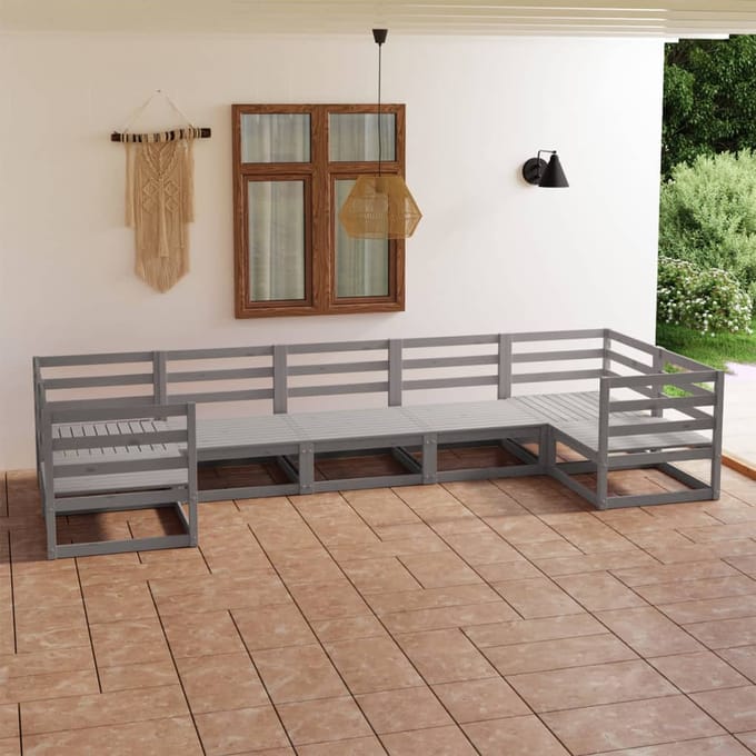 vidaXL - 7-delige - Loungeset - massief - grenenhout