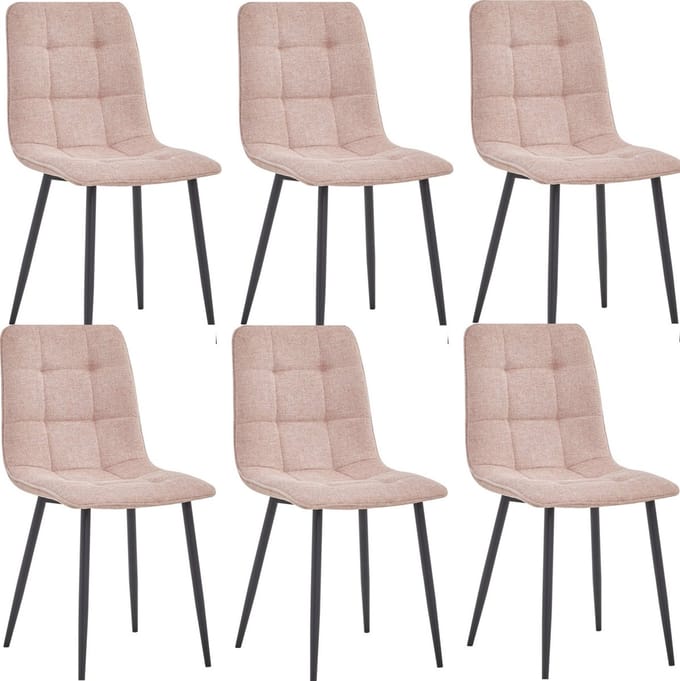 Colenis - Ela Eetkamerstoel - Set Van 6 - Roze - Linnen - Design