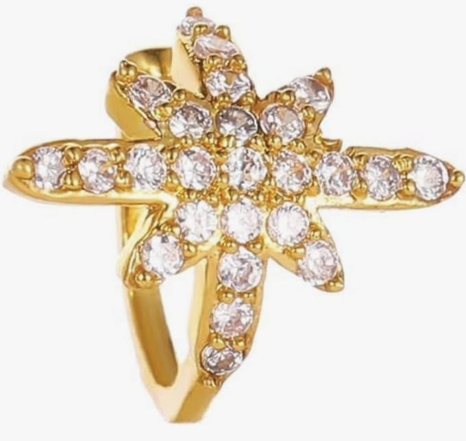 Ster ear cuff met steentjes | goud gekleurd