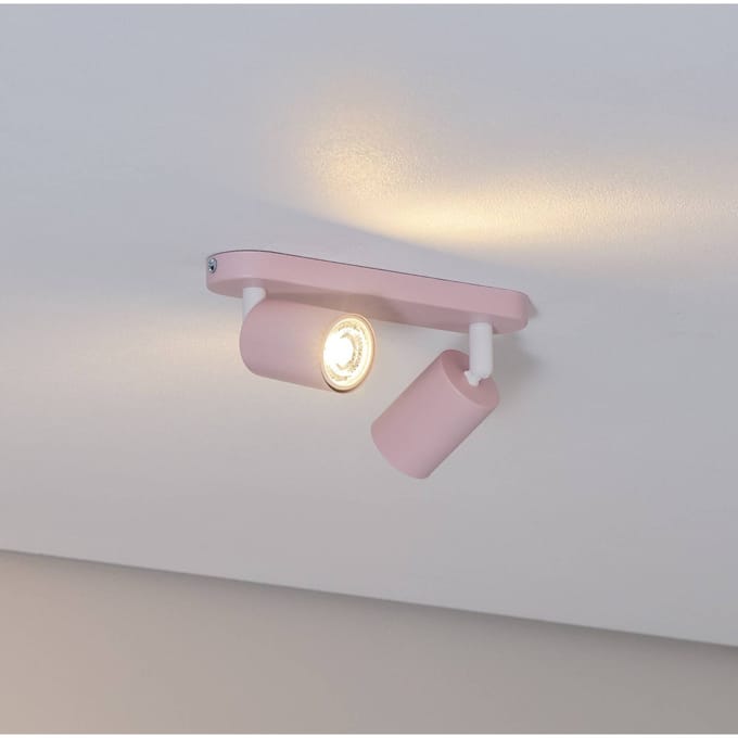 TK Lighting Plafondspot Livia, roze, 35 cm, 2-lamps, metaal, GU10