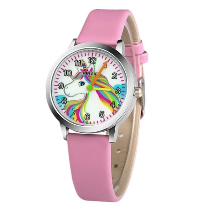 Kinder Horloge | Unicorn Lichtroze | Kunstleer | Ø 30 mm