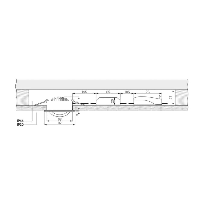Deko-Light Plafond inbouwlamp Dione, IP44, 3.000 K, wit, dimbaar