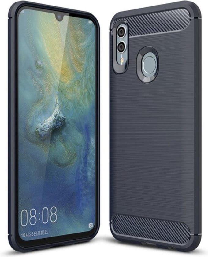 Luxe Honor 10 Lite hoesje – Donkerblauw – Geborsteld TPU Carbon Case – Shockproof Cover