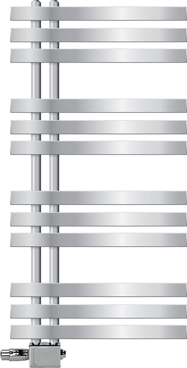 LuxeBath badkamer radiator Ijzer EM 500x1000 mm chroom middenaansluitset thermostaat universeel hoek en rechtdoor, design radiator handdoekwarmer handdoekdroger handdoekradiator