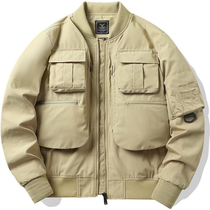 Bomberjack Heren Baseballuniform Multi-zak Werkjas Functionele Jas Drievoudig Bewezen Aanvalstop 4XL beige
