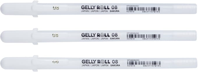 Gelschrijver Sakura Gelly Roll Classic 08 set à 3 stuks wit | 6 stuks