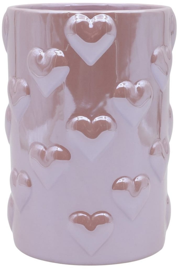 Vaas Liebes Parelmoer Finish Licht Roze Small - vaas met hartjes roze D12 H18
