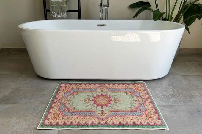 Vintage look badmat pastel kleur 90cm x 70cm