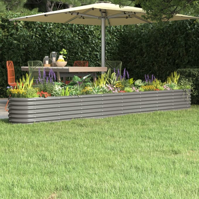 vidaXL - Plantenbak - 332x40x36 - cm - gegalvaniseerd - staal - grijs