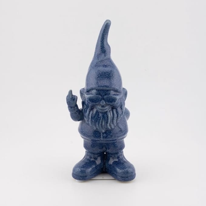 Ornament f*ck you kabouter blauw 6x5x15cm