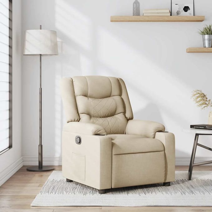 vidaXL - Fauteuil - verstelbaar - stof - crèmekleurig