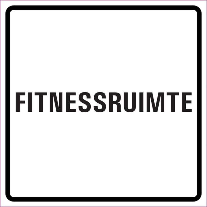 Fitnessruimte sticker, wit zwart 100 x 100 mm