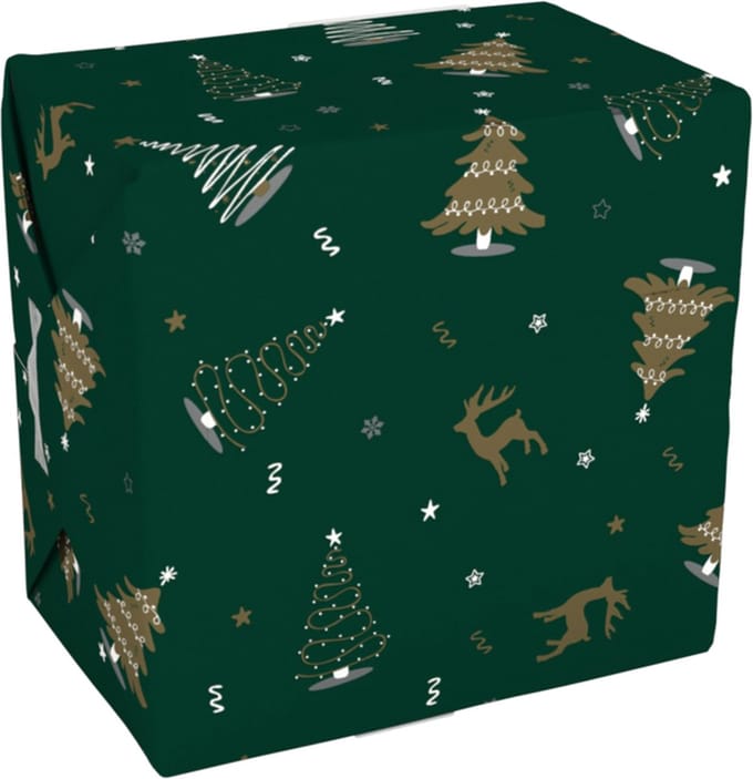 Cadeaupapier | 30cm | 200m | 80gr/m² | Wonderful time | groen/goud