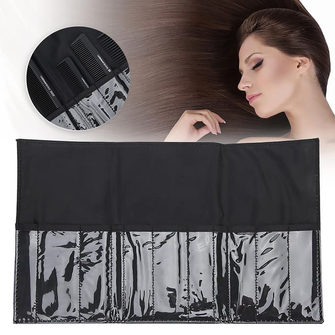 Sac de rangement professionnel portable pour peignes, ciseaux et outils de coiffure gray