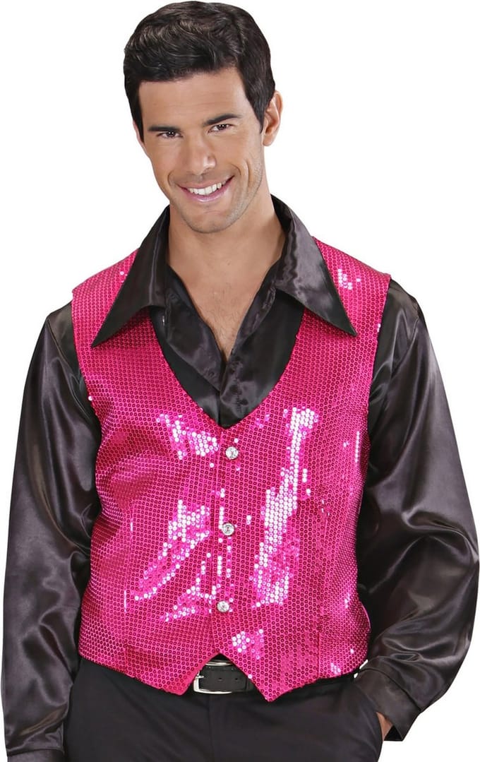 Pailletten gilet vestje roze