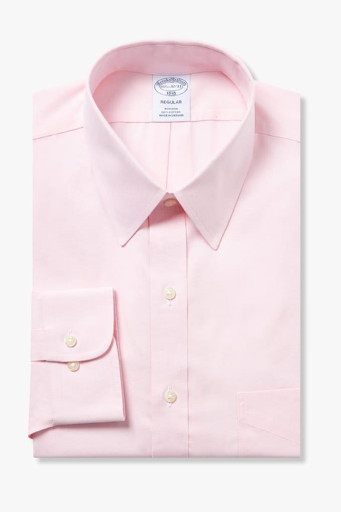Brooks Brothers Non-iron Regular Solid Shirt Medium Pink Größe: 42/32 | Business hemden Outlet | Herren | Rosa