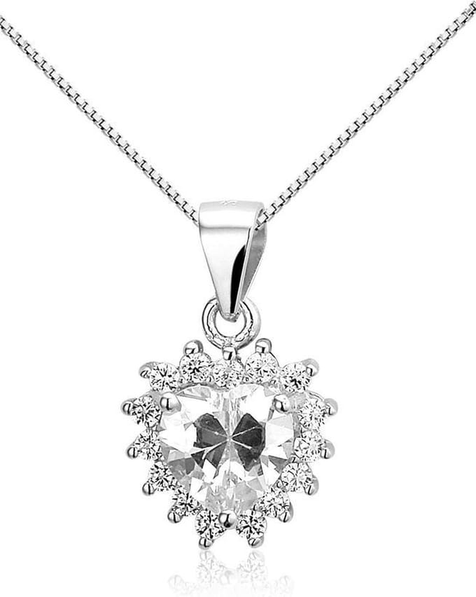 Montebello Ketting Petunia - 925 Zilver Gerh. - Hart - 19x11mm - 45cm
